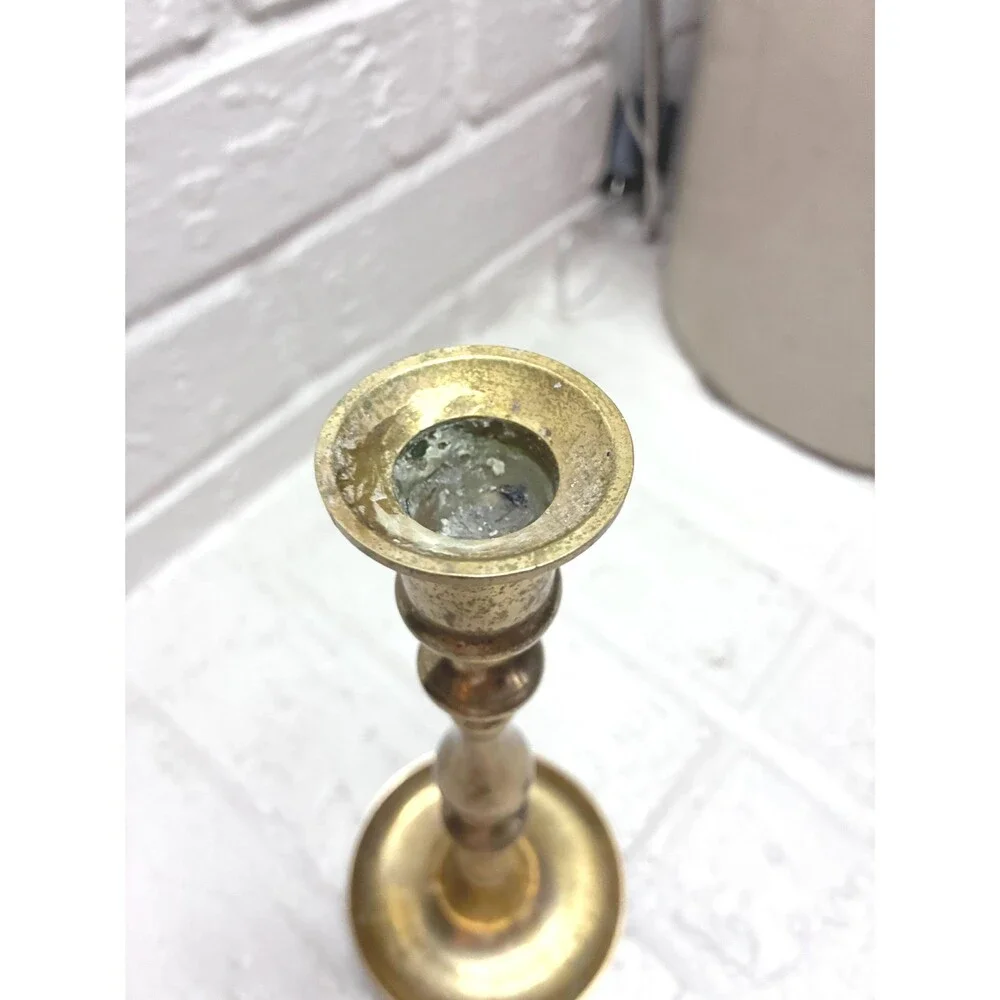 Vintage Solid Brass Baluster Taper Candlestick Holder Made in Japan - 8 Inch